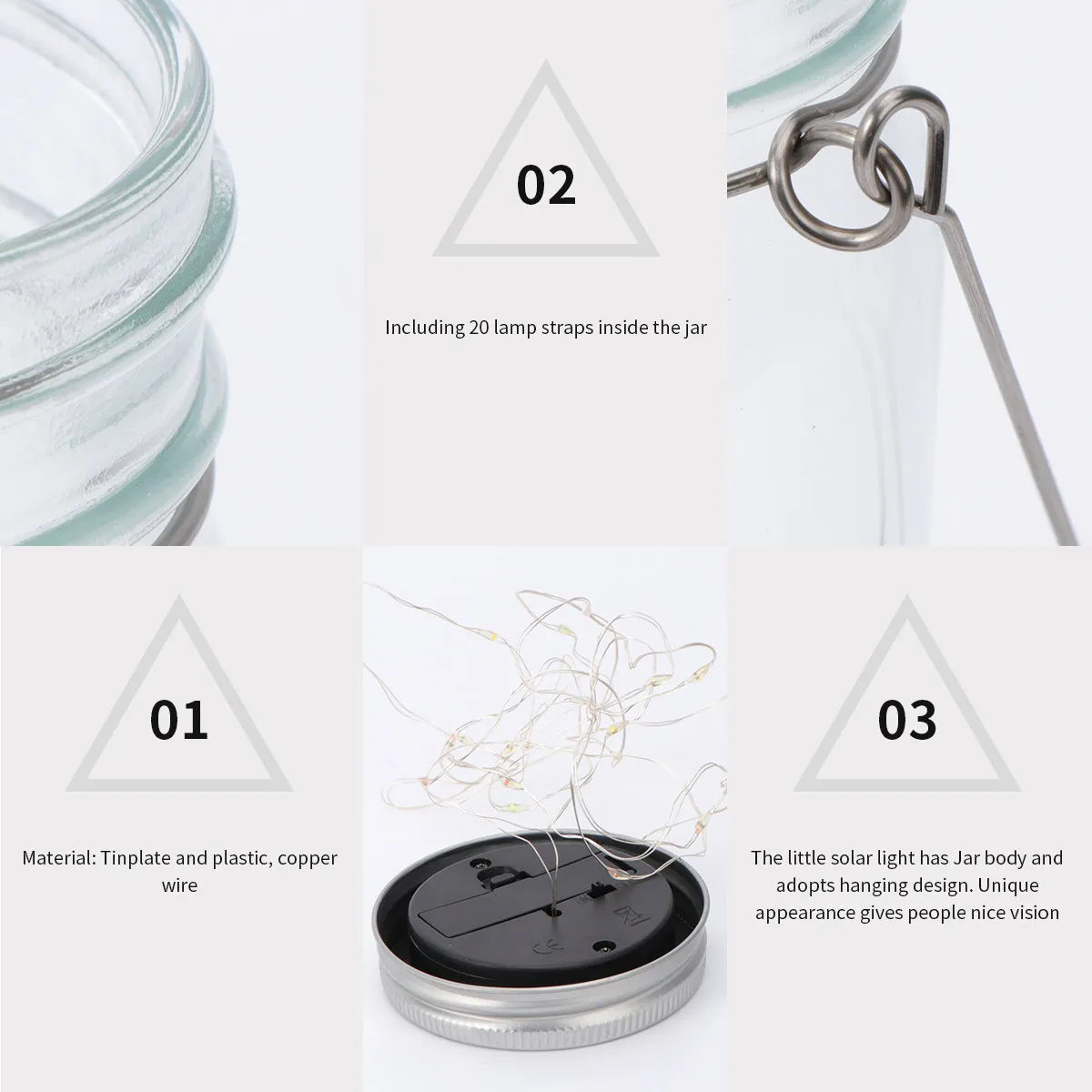 1Set Elegant Solar Powered Jar Lamp Delicate Hanging Lantern Cozy Ambient Light for Outdoor Indoor Decoration Gift Idea