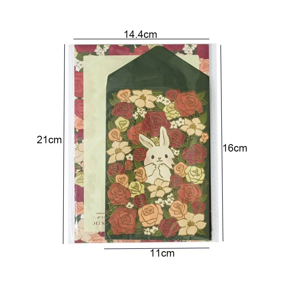 Multicolor Letter Stationery Floral Pattern Cartoon Animal Card Envelope Set Variety Designs Gift Writing Paper with Envelopes