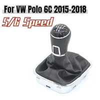 For VW Volkswagen Polo 6C 2015 2016 2017 2018 5 Speed / 6 Speed Gear Gear Lever Stick Shift Knob With Leather Boot Car Styling