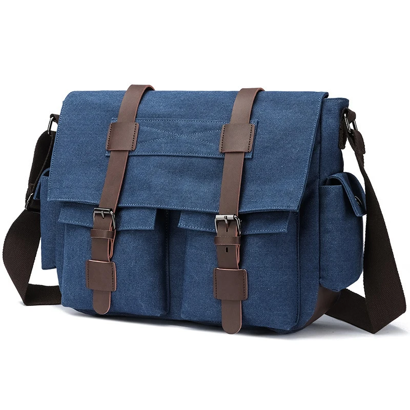 Retro canvas casual hip-hop trend computer single-shoulder men's crossbody multi-functional messenger bag motorcycle bag