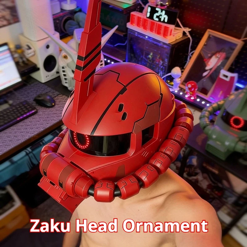 2026 New Zaku Wearable Electric Helmet Mask With Led Light Spray Function Anime Figures Zaku Thermal Tomahawk Peripheral Gifts