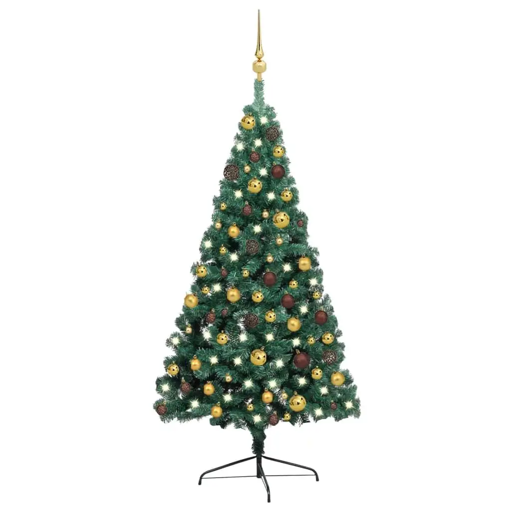 

Medium Artificial Half Christmas Tree Green PVC Steel Plastic Home Decoration