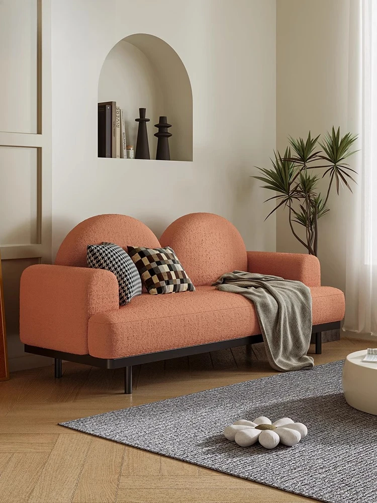 

Cream wind small apartment bedroom living room fabric sofa Internet celebrity clothing store B & B apartment straight