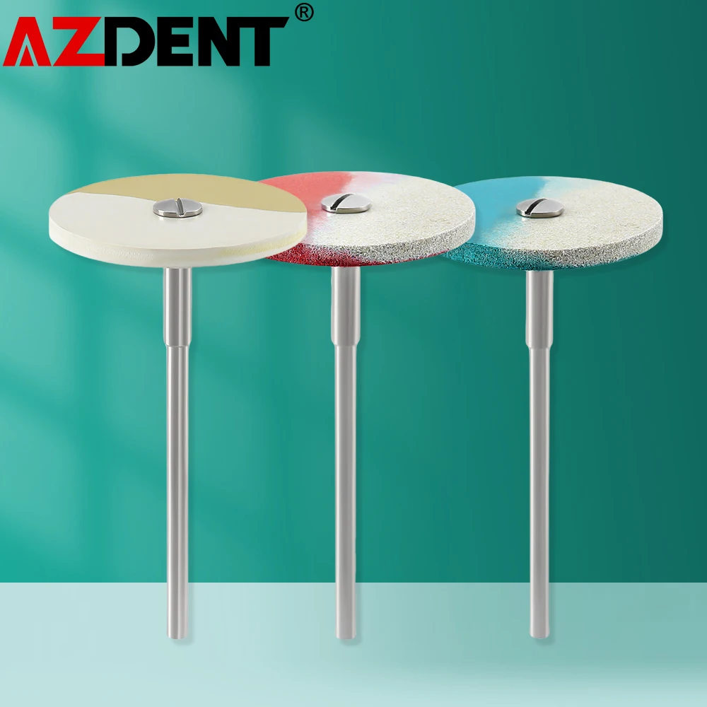 3Pcs Azdent Dental Rubber Diamond Polisher Wheel Disc For Porcelain Zirconia Restorations Polishing HP2.35mm Tools Dentistry