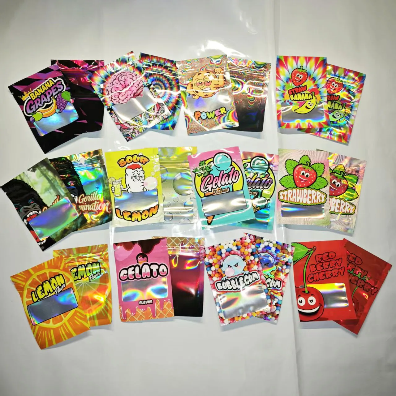 2.76*3.54inch New Pattern Resealable Zip Lock Mini Mylar Bag 100pcs Candy Gummies Packaging Pouch Smell Proof Zipper Pouches