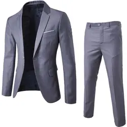 Blazers de 2 piezas para hombre, conjuntos de trajes de negocios, abrigos, pantalones, chaquetas formales elegantes para boda, traje informal Formal para fiesta, 2023