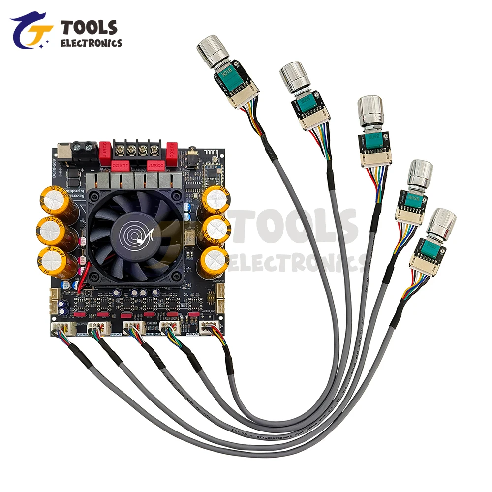 ZK-SUB1200Q BT مكبر للصوت مجلس QCC3034 + ES9023 DC18-50V 2*600 واط 2.0 ثنائي القناة مكبر صوت استيريو وحدة مع تمديد مضخم الصوت #4