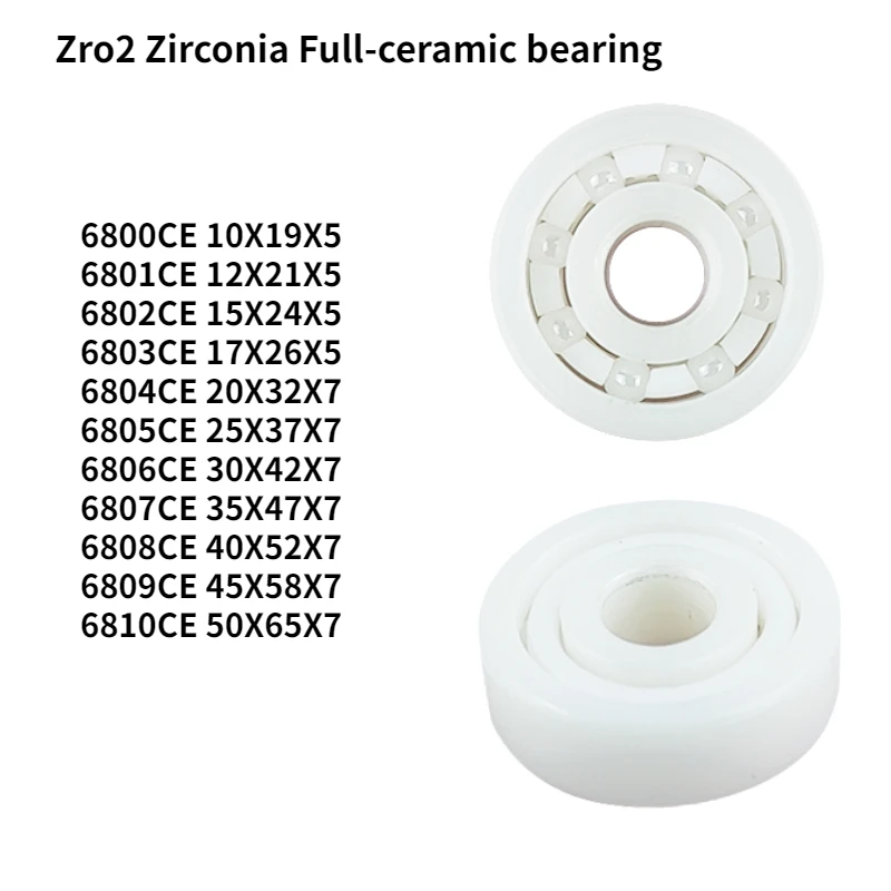 

1PCS Waterproof zirconia Ceramic Bearing Thin-wall Deep Groove Ball 6800 6801 6802 6803 6804 6805 6806 6807 6808 6809CE