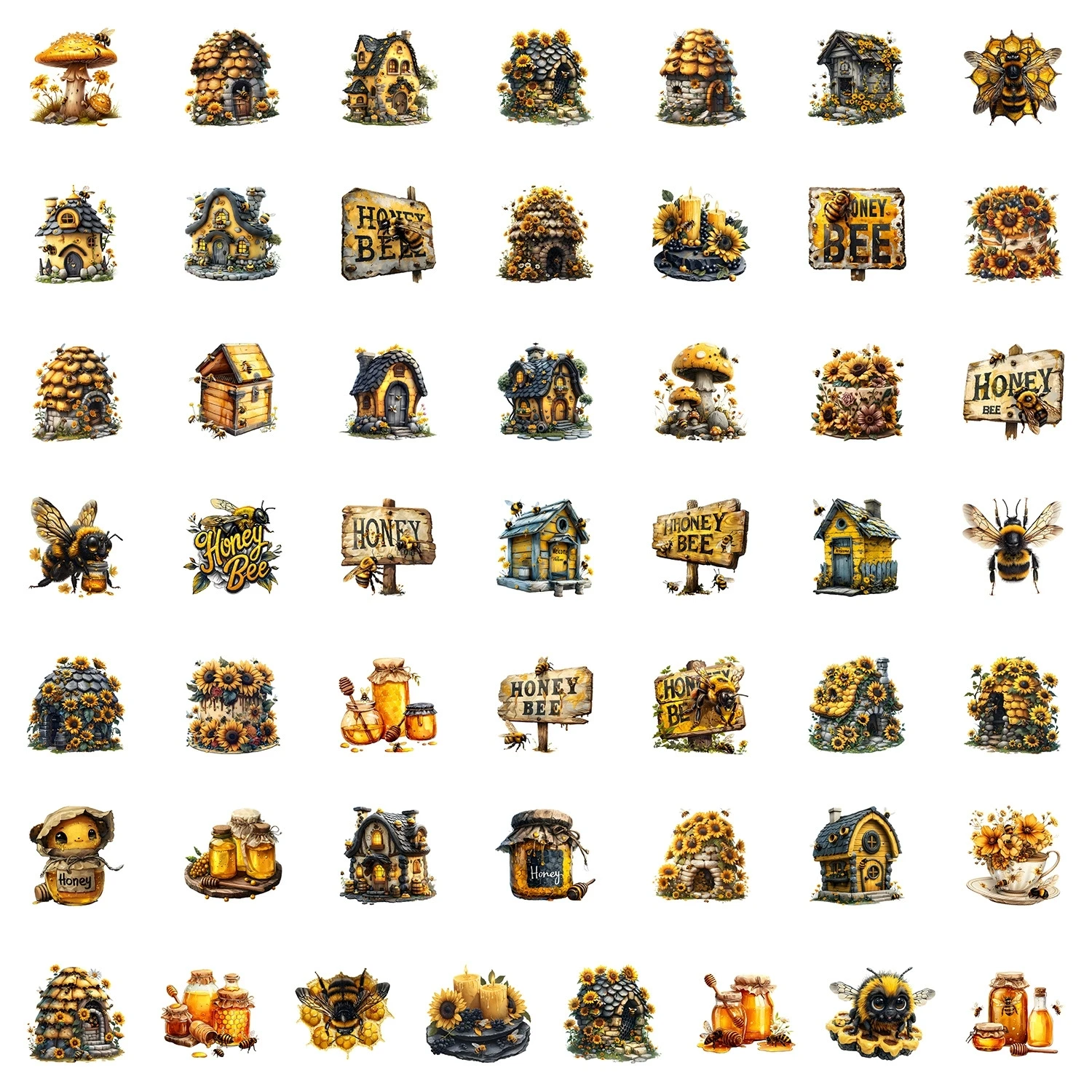 50-100 Pcs Cute Bee Graffiti Stickers Waterproof Vinyl Decals for Water Bottle Phone Laptop Journal Gift - view 5