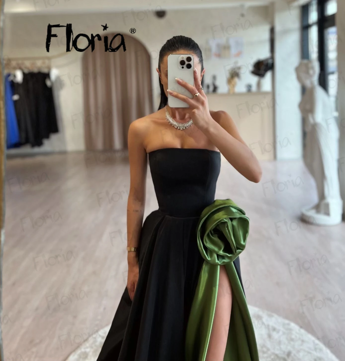 Soft Satin Maxi Flared Dress with High Slit Strapless Bridesmaid Dress  A Line Wedding Evening Gown Vestidos De Fiesta 2024