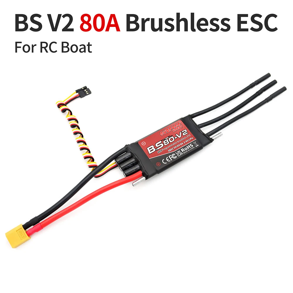 SURPASS HOBBY Boat Brushless ESC BS-V2 Series 40A 50A 60A 80A 100A Waterproof ESC 32-bit 5V/6V BEC Speed Controller For RC Boat