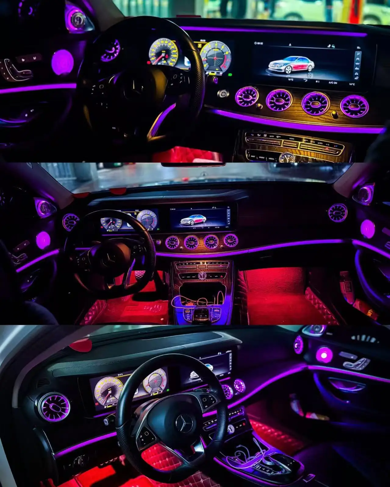 64 Colors LED Air Vents 3D Rotating TweeterSpeaker For Mercedes Benz W213 E-Class Coupe AMGE43 E53 E250 Interior Ambient Light
