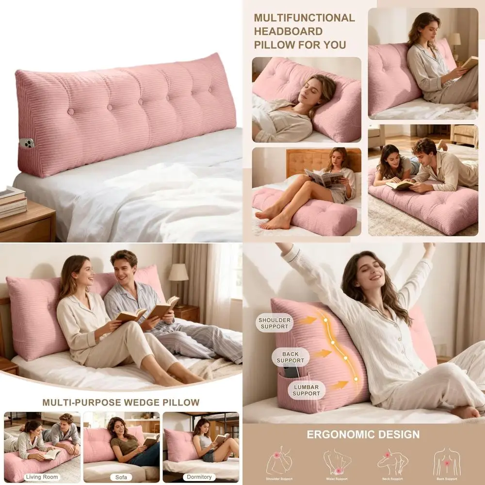 

Треугольная подушка на танкетке California King Size для изголовья, съемный бархатный чехол, идеально подходит для дневников и двухъярусных кроватей