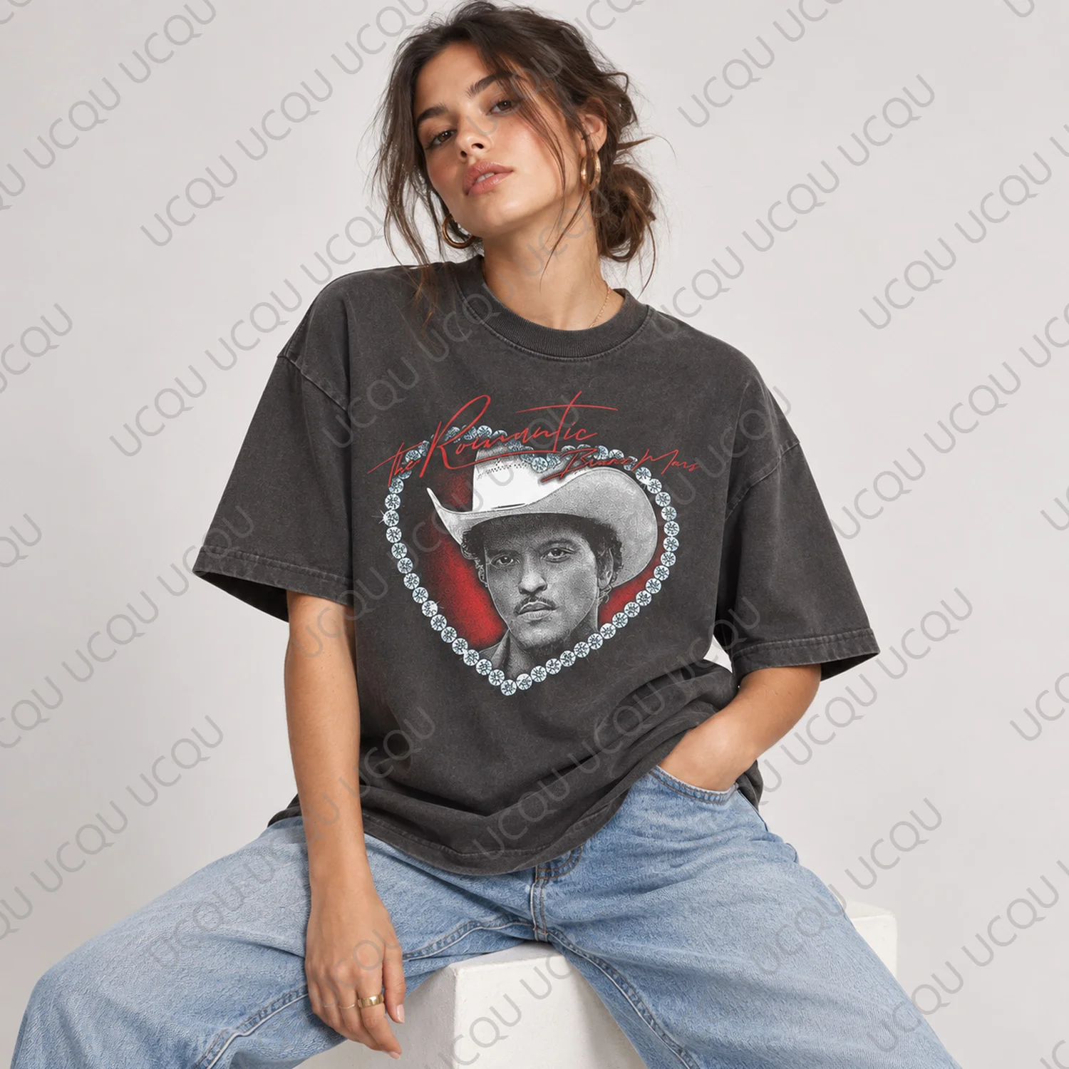 Bruno Mars The Romantic Tour 2026 T Shirt Vintage Cowboy Heart Graphic Tee Unisex Oversized Concert Streetwear Fan Gift