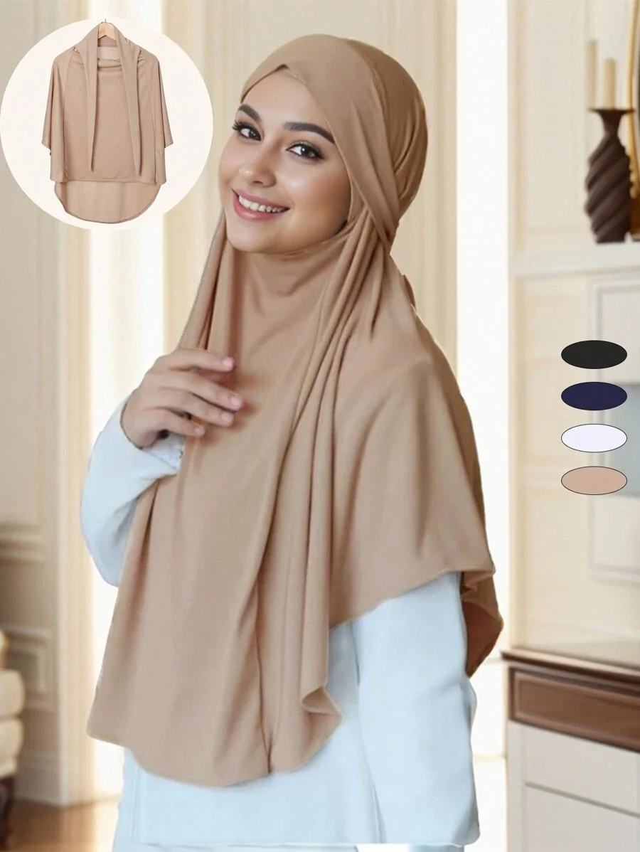 

Ready to Wear Muslim Hijab With Strap Jersey Instant Scarf Islamic Solid Headscarf Foulard Femme Musulman Wrap Bandana