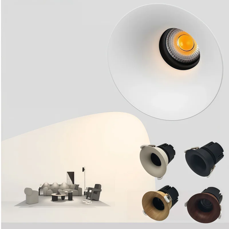 Dimmable LED spotlights, COB downlights, recessed ceiling lights,7W9W12W15W18W 20W. Suitable for living room indoor lighting.