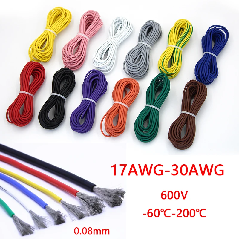 

17AWG-30AWG Ultra Soft Silicone Electronic Wire Cable 200℃ High Temperature Flexible Tinned Copper Cable 600V