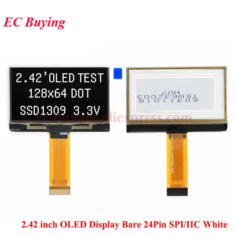 2,42 Zoll OLED-Displaymodul 2,42'' LCD-Bildschirm 128x64 Pixel 12864 SSD1309 Treiber SPI/IIC I2C Weiß Blau Gelb Grün 4 7 Pin