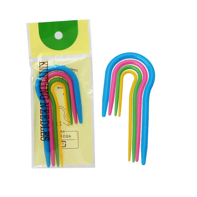 3Pcs Plastic Knitting Sewing Needles Curved Crochet U-shaped Large Eye Needle for Manual Scarf Sweater Twist Weaving Tools