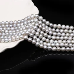 100% Natural Freshwater Pearl Gray Near Round Beads Charms for DIY Women Men Necklace Jewelry Making Accessories Daily Gifts