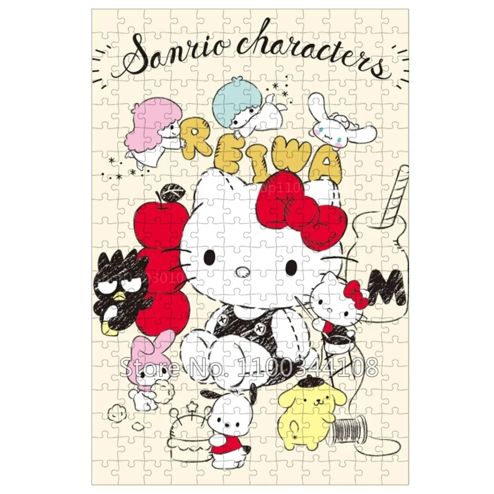 Sanrio Characters Jigsaw Puzzle Cinnamoroll Kuromi Hello Kitty 300/500/1000 PCS Cartoon Wooden Puzzles Children's Handmade Toys