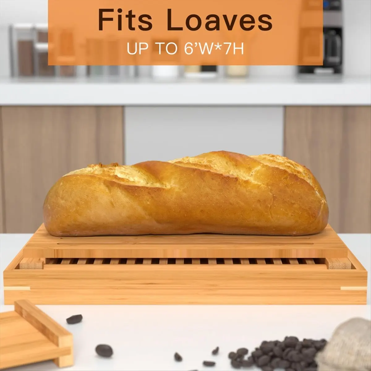 AIMA Bamboo Wood Bread Slicer for Homemade Bread Toast Cutting Board, Adjustable Thickness Breadmaker for Loaf Cakes A
