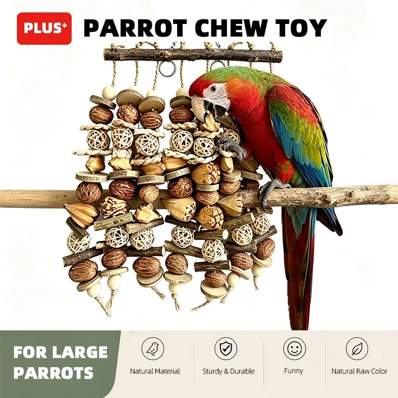 Extra Large Waterfall Design Parrot Chewing String Natural Fruit Wood Beak Grinding Toy for Medium Large Parrots