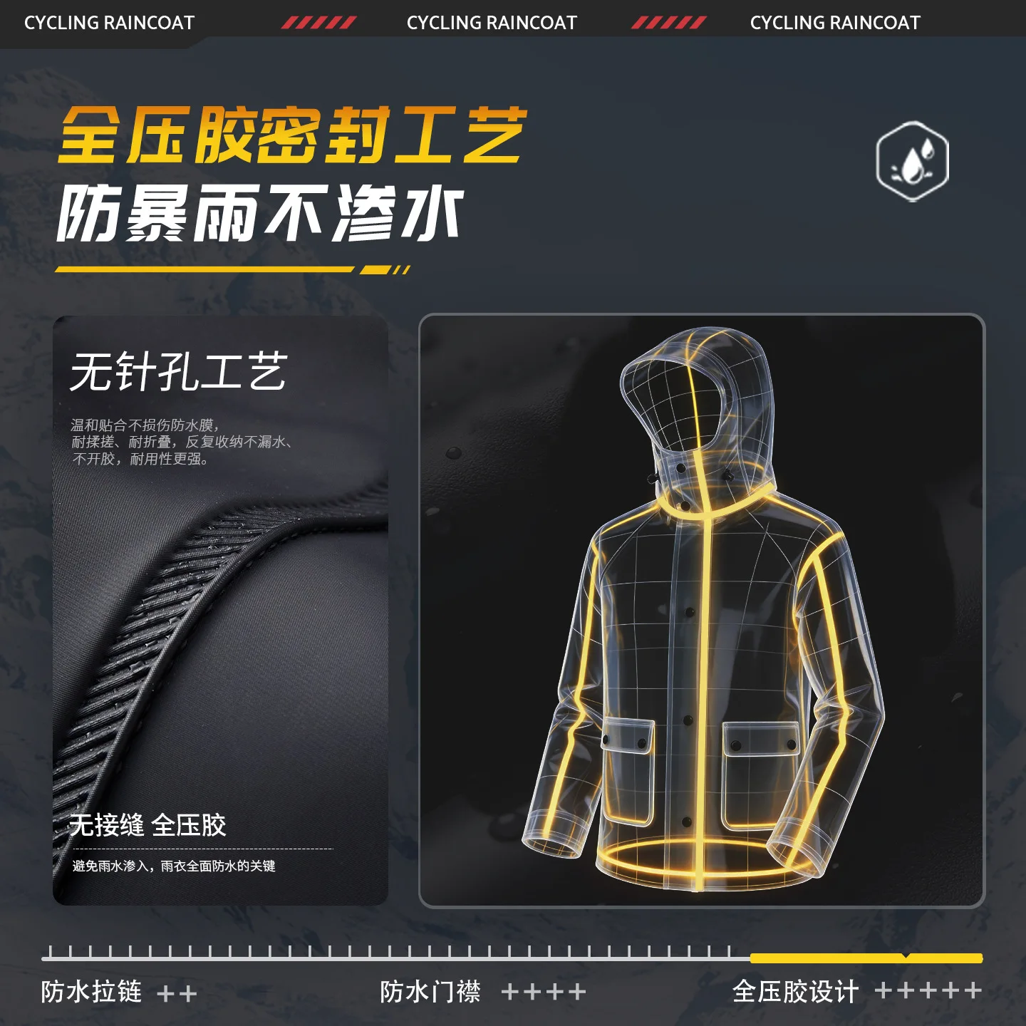 Men Women Motorcycle Rain Jacket Waterproof Windproof Hooded Rain Coat Heavy‑Duty Anti‑Storm Rainwear Outdoor Motorbike Riding - view 2