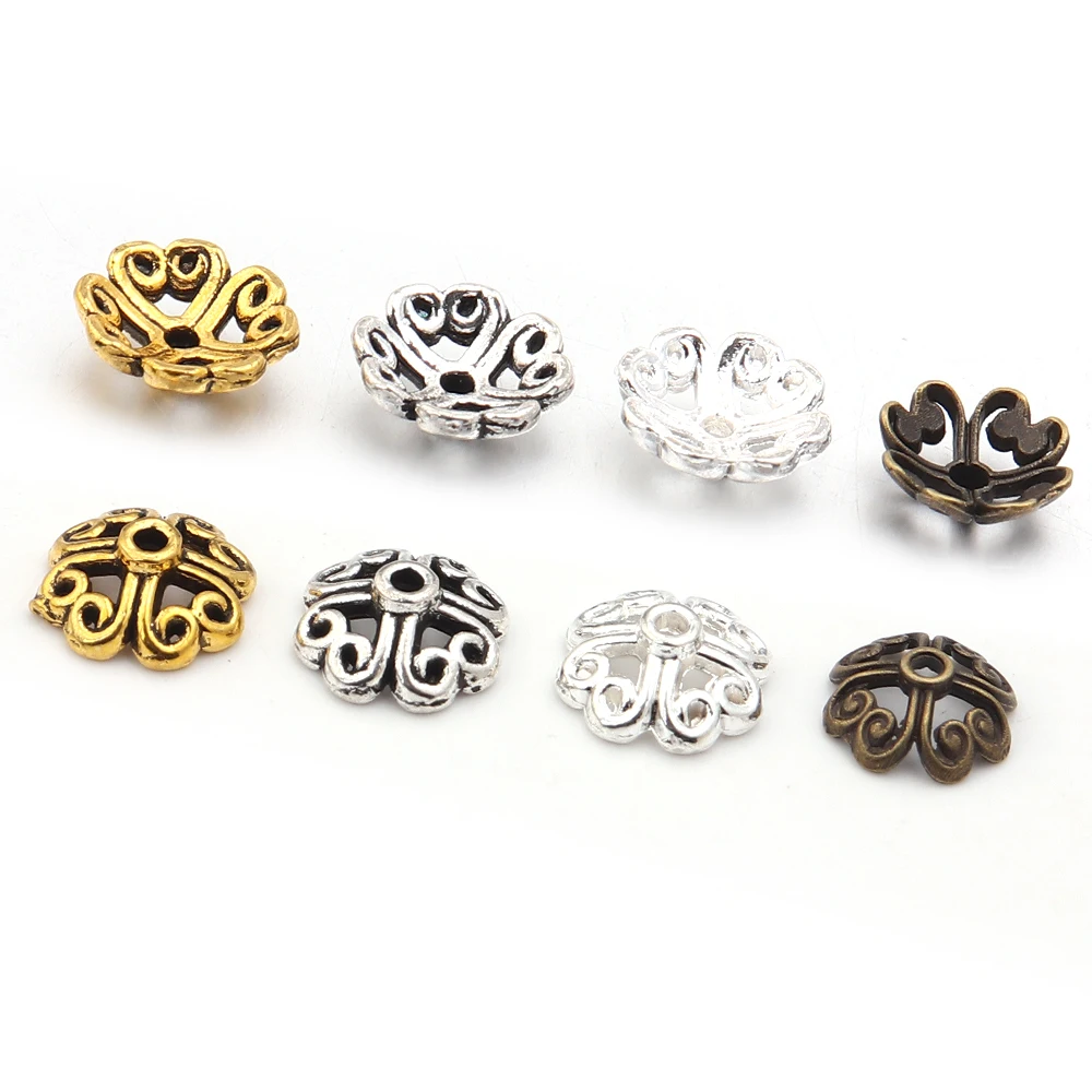 

100 шт. 8 мм металлические полые колпачки-цветы из сплава, разделительные бусины-цветы для изготовления ювелирных изделий, ожерелий, браслетов, аксессуаров своими руками
