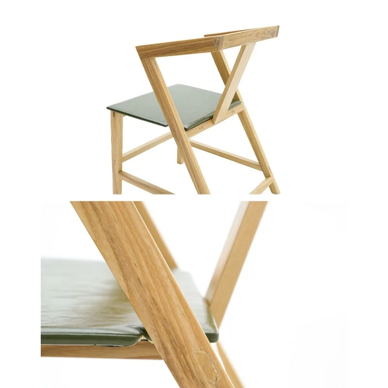 Geometric Solid Wood Chair Home Back  Simple Modern Desk  Cafe Negotiate Leisure Chair