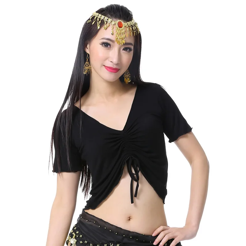 1pcs/lot woman modal belly dancing top female sexy v-neck belly dancing costumes