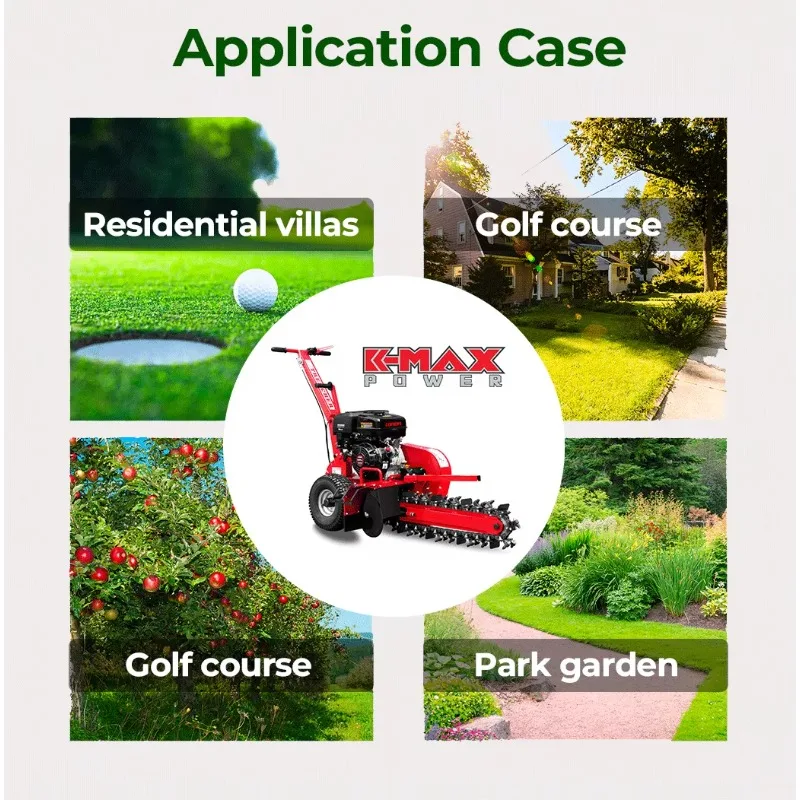 K-maxpower  CE Approved Professional High Performance 15hp Petrol Powered Mini Skid Steer Trencher Machine Digger