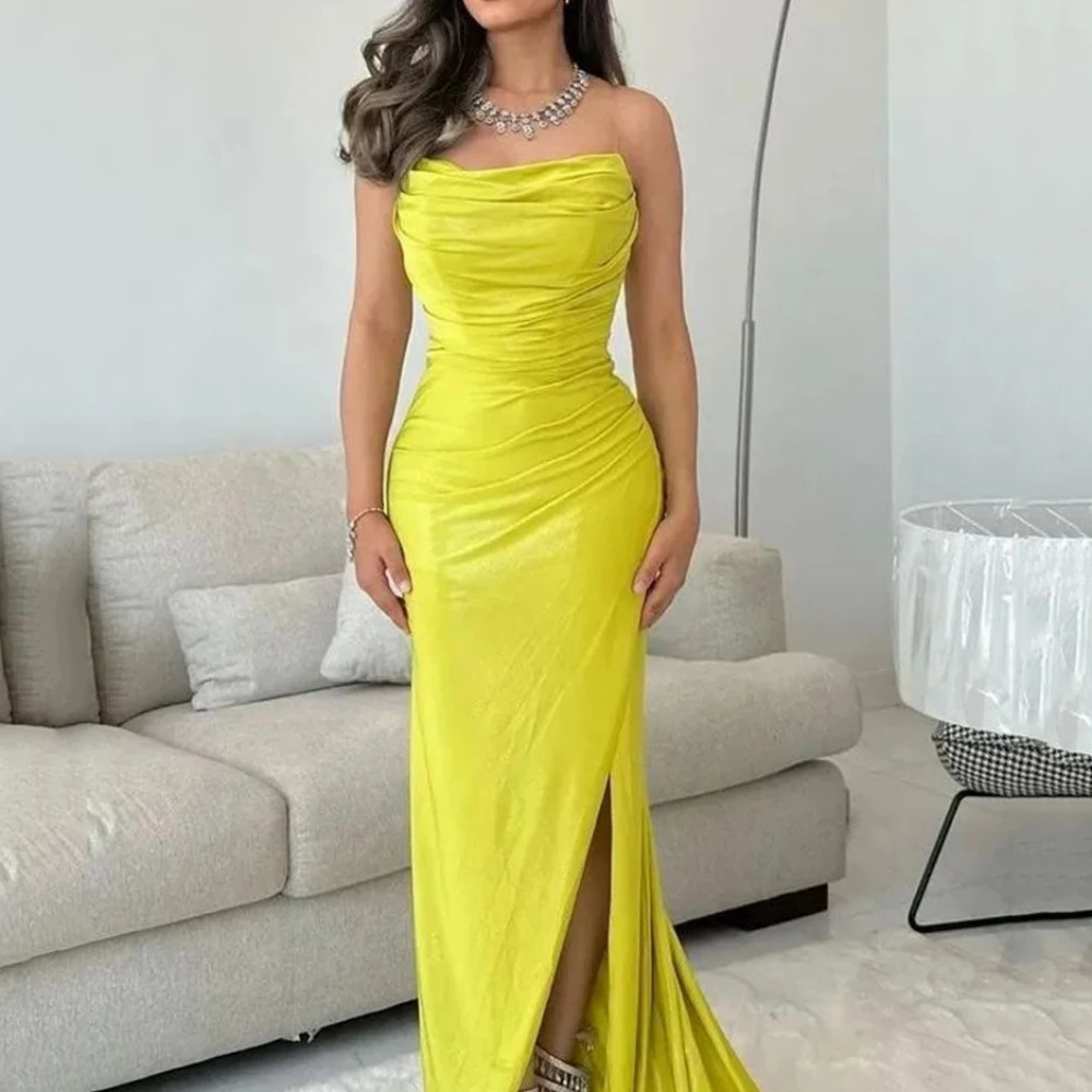 Simple Prom Dress For Women Sexy Strapless Formal Evening Gowns Mermaid Sleeveless Floor Length Party Dresses فساتين السهرة