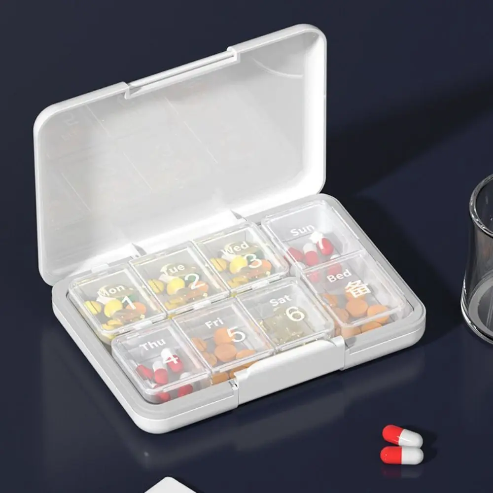 Separate 7 Day Pill Case 8 Grids Vitamin Container Medicine Box Portable Storage Case Vitamin Holder Travel