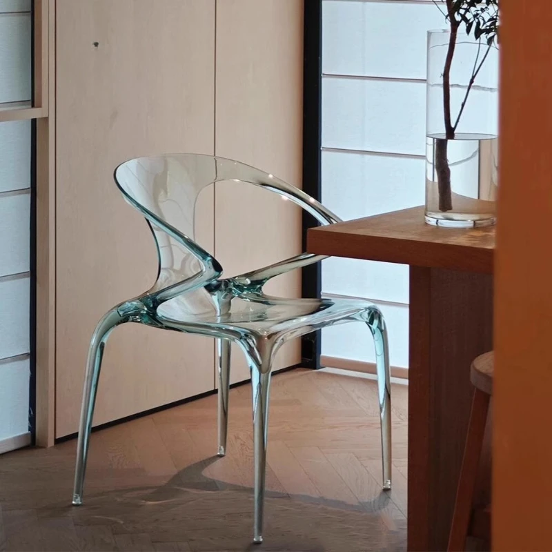 

Dining table and chairs light luxury creative designer armrest transparent backrest crystal chair