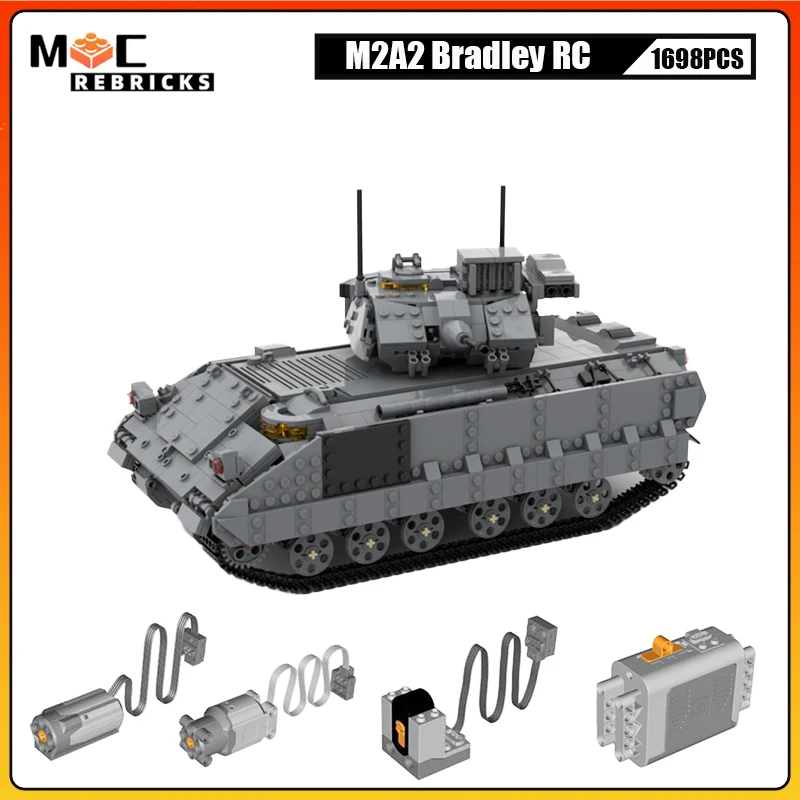 

Высокотехнологичный военный танк с дистанционным управлением M2A2 Bradley RC Гусеничный автомобиль Строительные блоки Сборка Модель Технология Кирпичи Игрушки для мальчиков