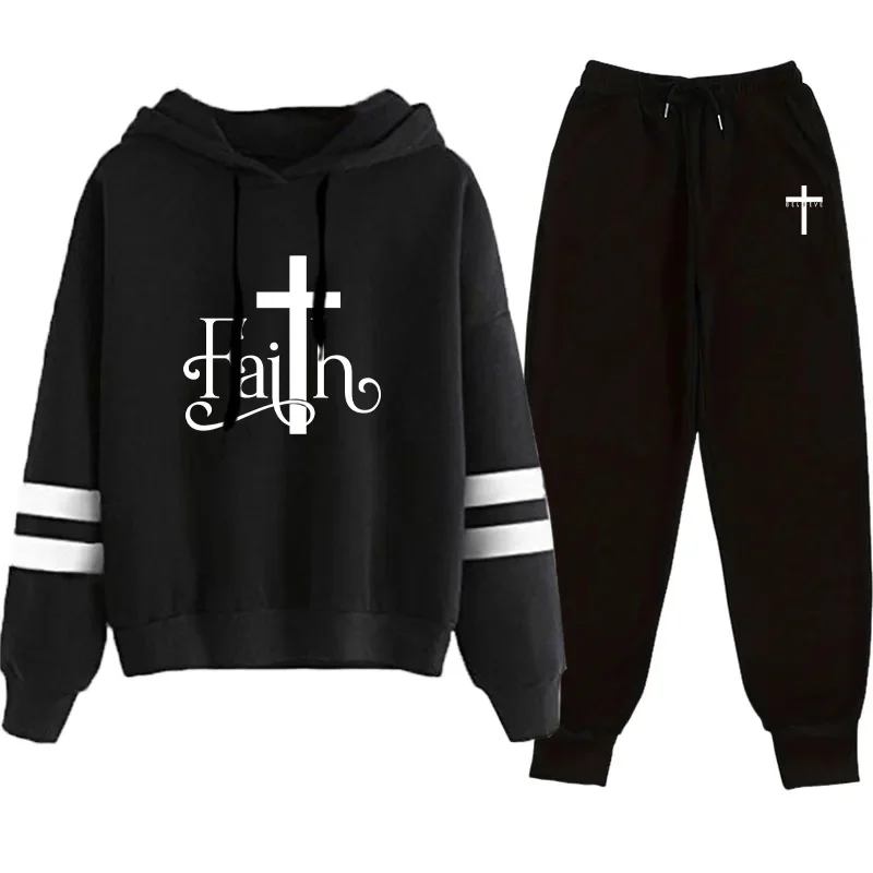 

Женский спортивный костюм: худи и брюки в полоску, весна 2026, хит продаж, комфортный повседневный комплект для активного отдыха и бега, модный, качественный, из двух предметов