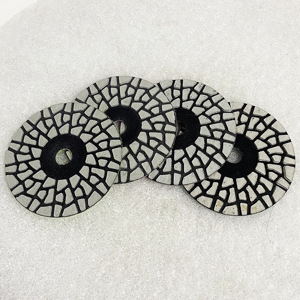 4Pcs 4 Inch 100mm 4 Steps Diamond Resin Grinding Disc Dry Polishing Pad For Grinding Stone Granite Marble And Terrazzo