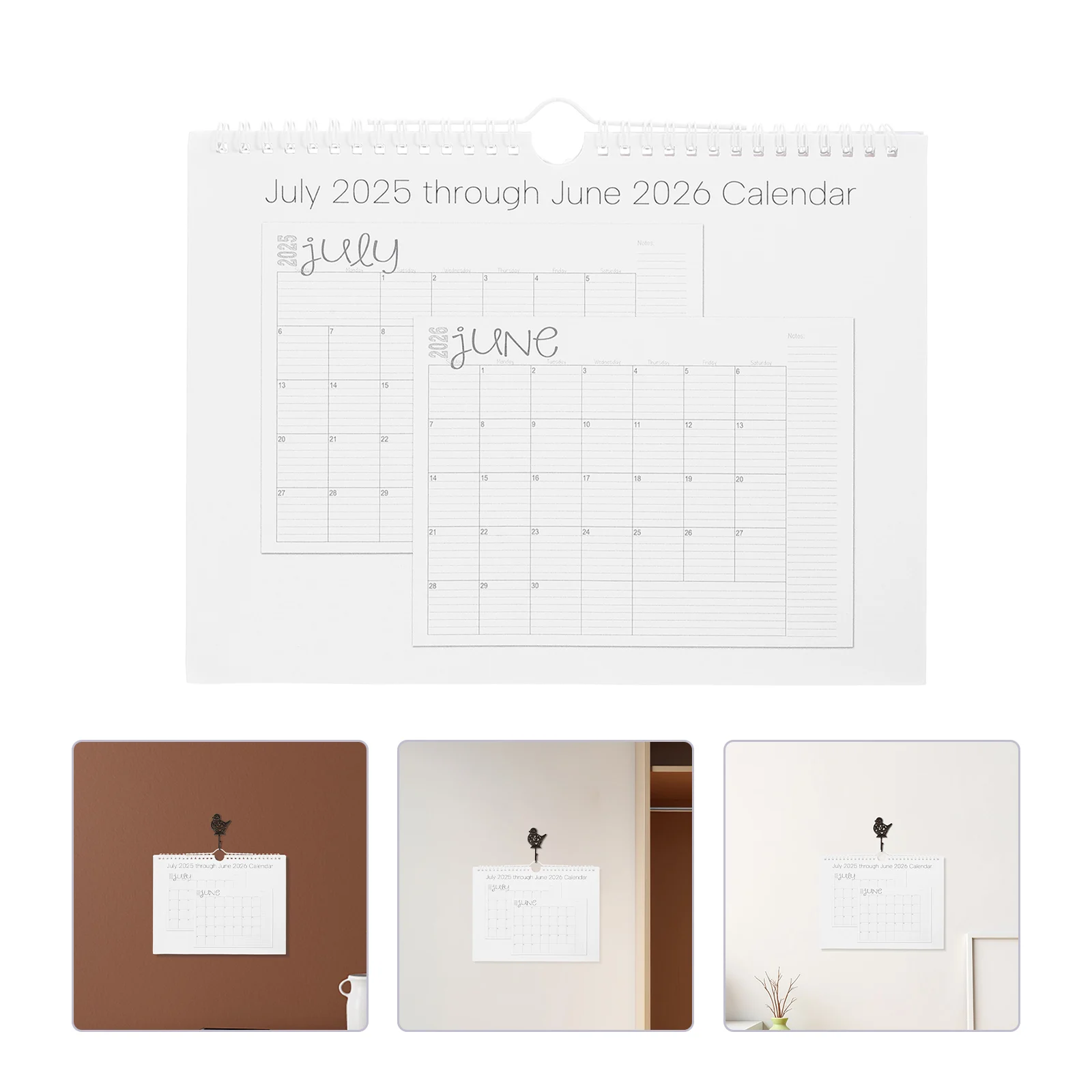 

2026 Wall Calendar Hanging Turn The Page Weekly and Monthly Planner Paper Spiral