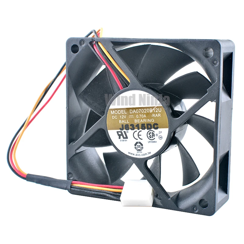 DA07020B12U 7cm 70mm fan 70x70x20mm DC12V 0.70A Dual ball bearing high-speed cooling fan for chassis CPU