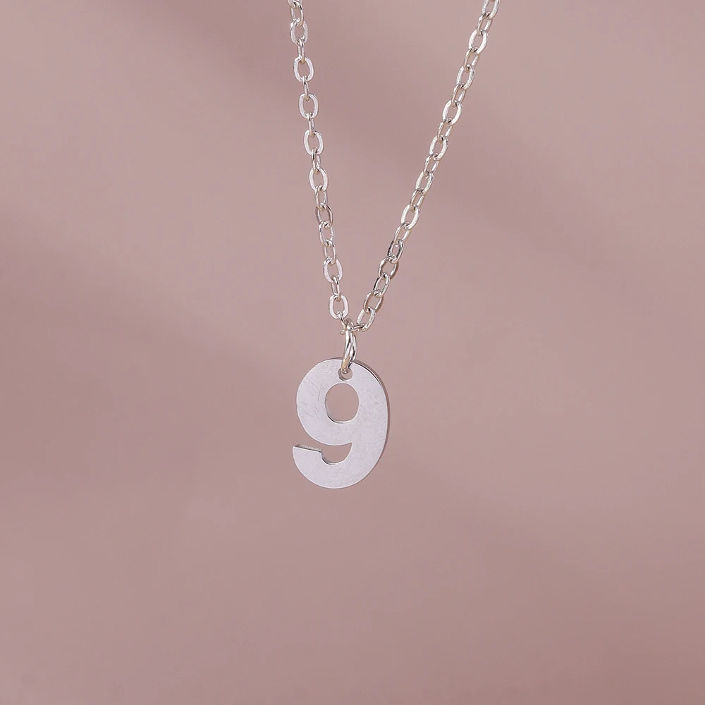 Aihua Mode Glück Initial Nummer 0-9 Anhänger Halskette für Frauen Männer Paar Einfache Arabische Ziffern Halskette Persönlichkeit schmuck – Detail 14