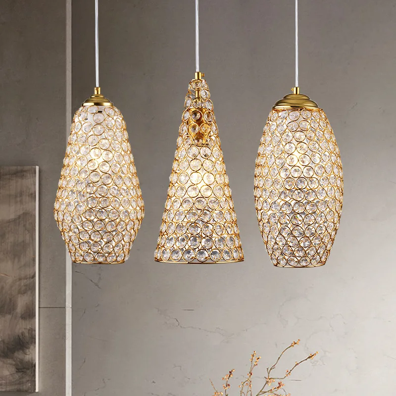 

Modern Crystal LED Pendant For Bar Dining Room Bedside Loft Shop Villa Decoration Nordic Luxury Chandelier Gold Light Fixtures