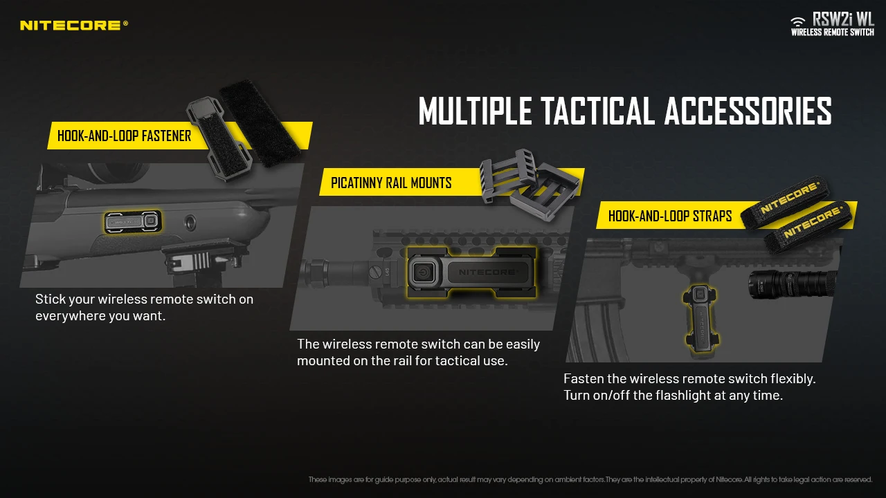 Imagem -03 - Nitecore-wireless Interruptor de Pressão Remoto Tailcap Tactical Picatinny Rail Montagens para Lanternas Nitecore Rsw2i wl 2.4g