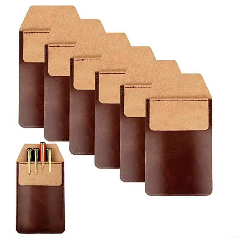 L4MD Vintage Leather Pen Pocket Multi-funcational Pen Sleeve Pen Holder for Case for Office Women Men Doctor Nurse Artist Tea