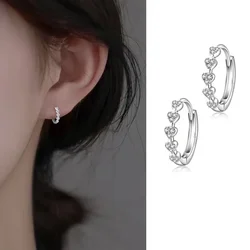 New Heart hoop Earrings For Women Temperament Simple Inlaid for Women Wedding Silver Color Ear Shiny Zircon Jewelry Accessories