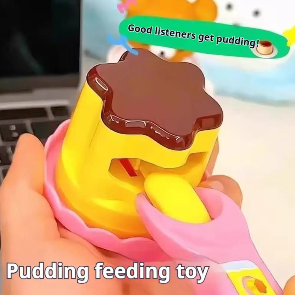 Rollenspiel-Pudding-Fütterungsspielzeug-Set mit magischem Löffel, Simulation von Lebensmitteln, Küchenspielzeug für Kinder, interaktives Rollenspiel, Geschenk für Mädchen