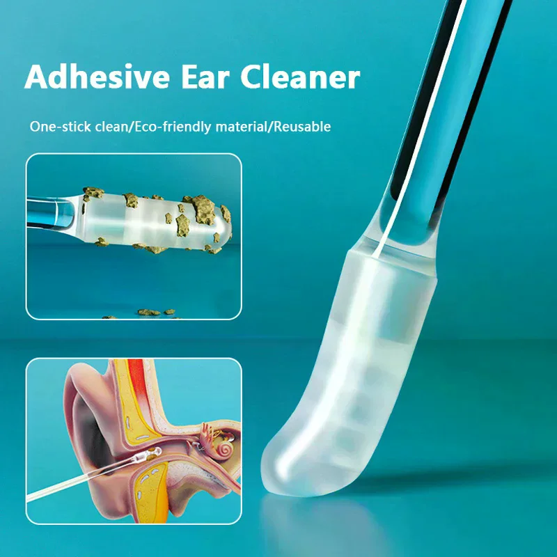 Sticky Ear Swabs Pick Reusable Ear Cleaner Soft Silicone Ear Wax Removal Tool Earwax Remover For Olders Adult Kid Disposable