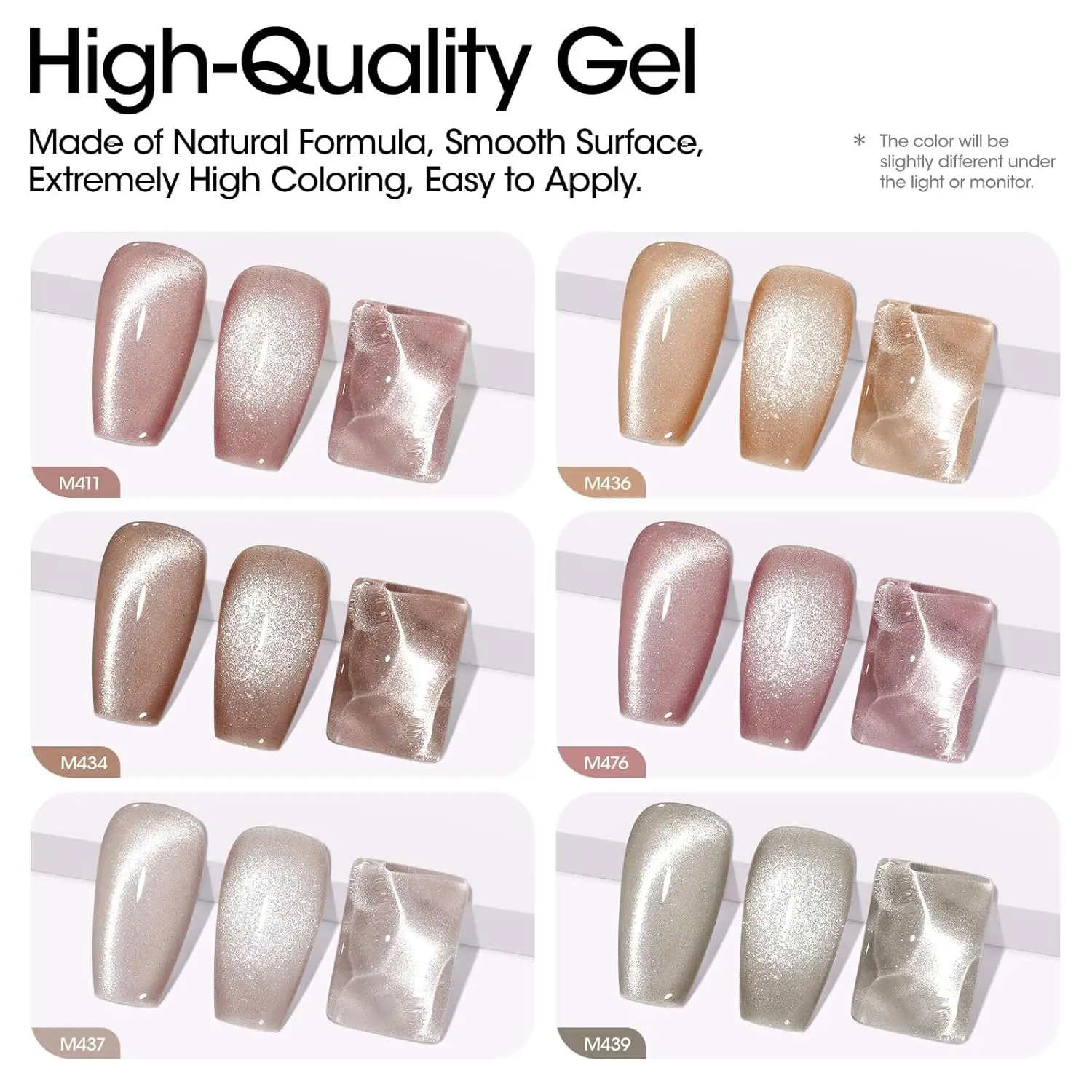 GELLEN Nagel-Gel-Nagellack, 10 ml, glitzernde Katzenaugen-Magnet-Sets, rosa, braun, milchig weiß, 6 Stück, Soak Off, für Damen, Schönheit, Weihnachtsgeschenke