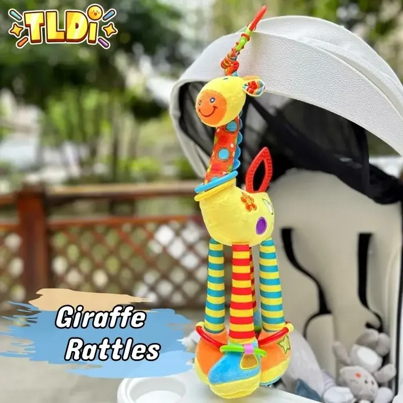 الزرافة حشرجة الموت الطفل عضاضة عربة لينة معلقة الاستشعار لعبة ورقة صانع الصوت لطيف السرير جرس ألعاب تعليمية الوليد هدية #1