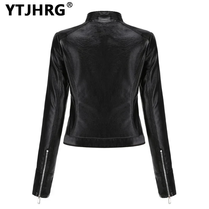 YTJHRG Jackets Women's Leather Coats Female Clothing Fashion Long Sleeve 2024 New Spring Autumn Winter Outwear Motor Biker Tops